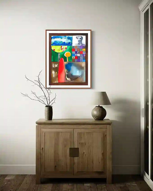The Secret Garden' framed art print by Abushariaa Ahmed displayed in modern interior mockup