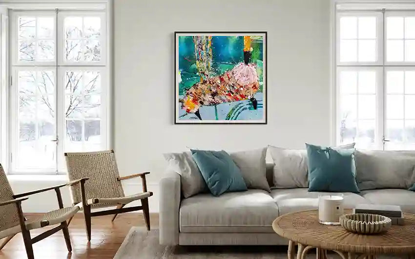 Sufi 9 Art Print by Hani Khalil - Scandinavian Living Room Mockup | Modern Wall Art