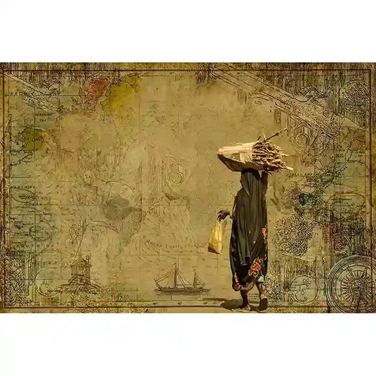 I Rise digital collage art print empowering woman strength resilience vintage nautical map background inspirational decor